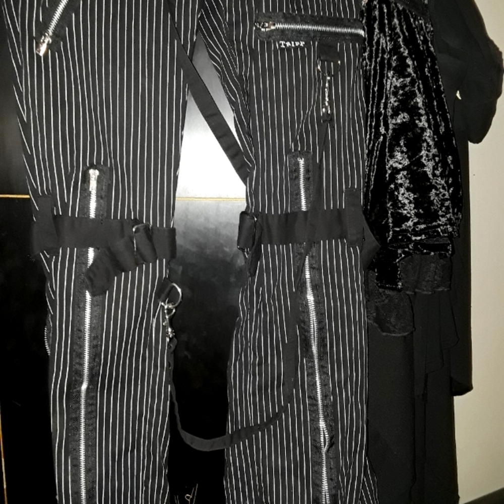 Pinstripe Tripp bondage pants